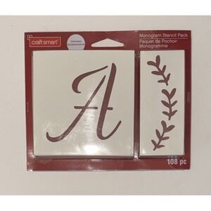 Craft smart Oversized Monogram Stencil Pack 108 Pcs.  Upper Lower Case Surrounds